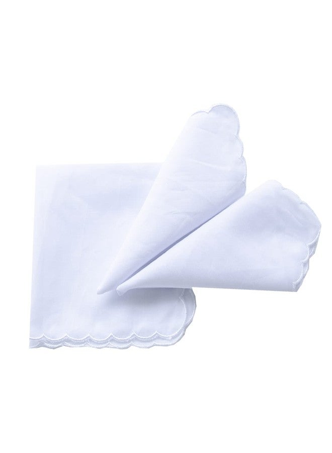 CoCoUSM White Handkerchiefs Premium 60s Cotton scalloped Hankies 11 Inches - Image 3